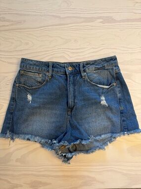 Good American Classic Denim Frayed Hem Shorts - Blue